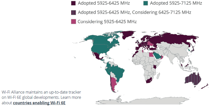 Countries Enabling Wi-Fi 6E