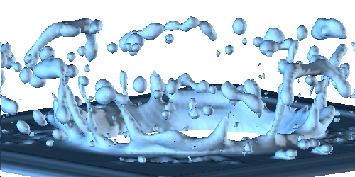 認証範囲の「熱流動分野における解析サービス業務」に関連したシミュレーション結果（ミルククラウン現象）の一例