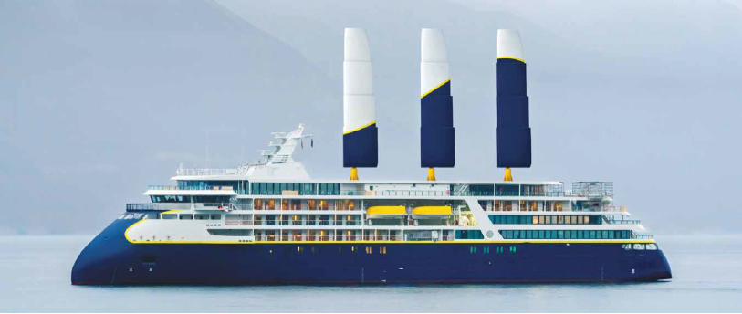 船舶に搭載された風力補助推進システム（ウィングセイルタイプ）